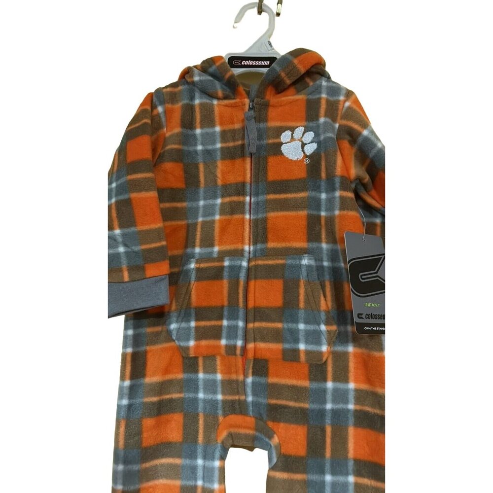 Clemson University Tigers Colosseum Plaid Fleece Infant Jumper Hooded 6-12 M - Picture 4 of 8